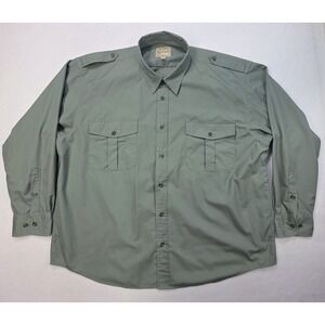 Cabelas Safari Series Shirt Mens 2XL‎ Green Epaulets Pockets LIMITED USE